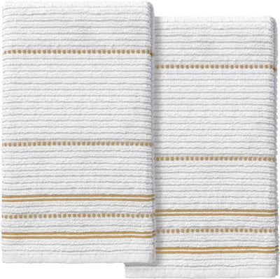 Set 2 Toallas cocina absorbentes algodón amarillo 16x27pulg