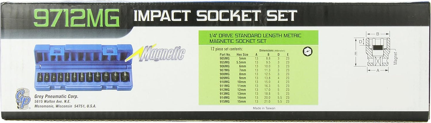 Set 12 Pzas Llaves Vaso Impacto Magnéticas 1/4pulg