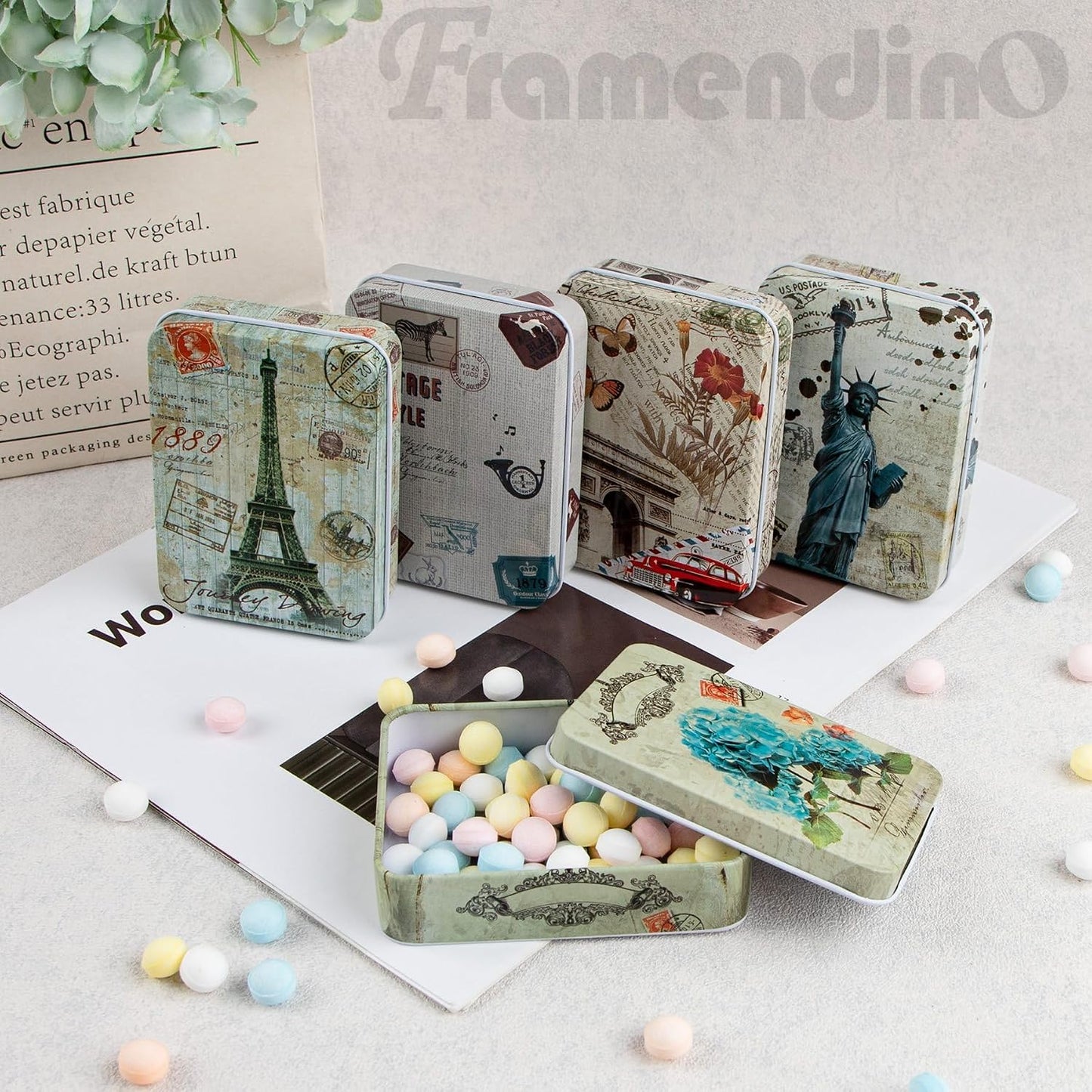 10 Cajas Hojalata con Tapa para Dulces