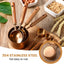 Set 8 Tazas y Cucharas Medidoras Acero Inox Oro Rosa Asa Madera