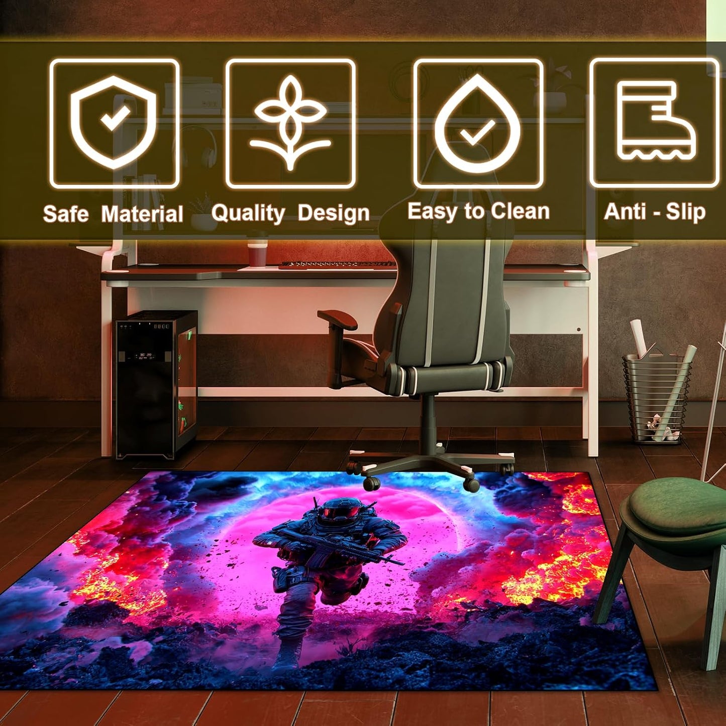 Alfombra set de disparos 79x59pulg color guerra sala niños