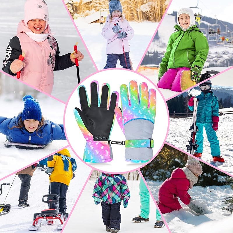Guantes invierno impermeables para niños al aire libre