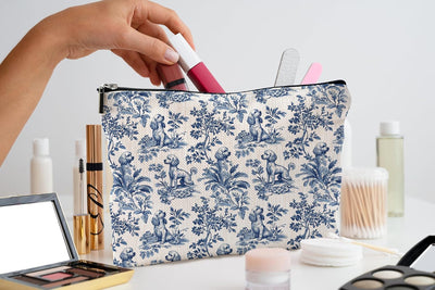 Bolsa maquillaje floral vintage clásica con cremallera