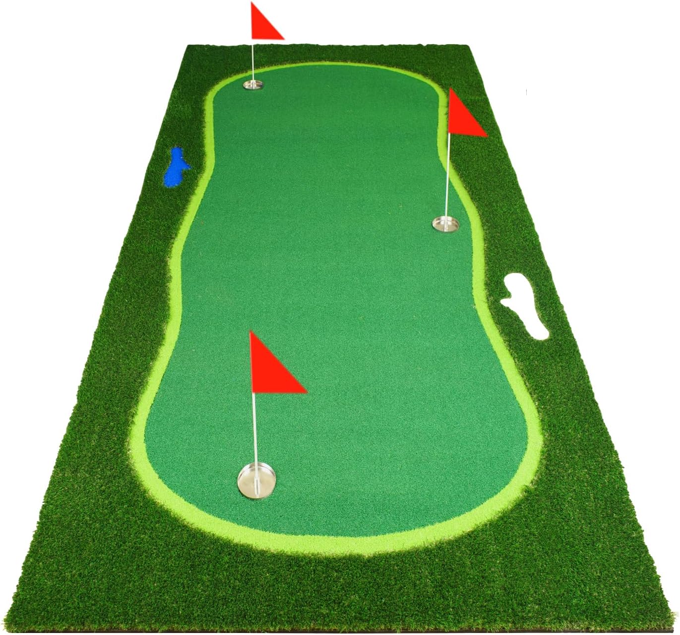 Alfombra golf verde tapete césped artificial con banderas