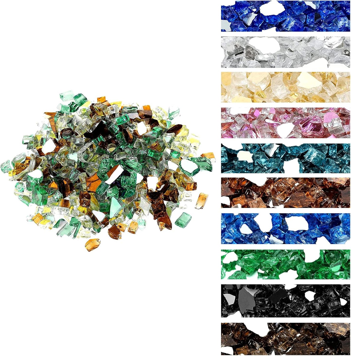 10lb Cristales Fuego Reflectantes ½pulg Colores Mixtos