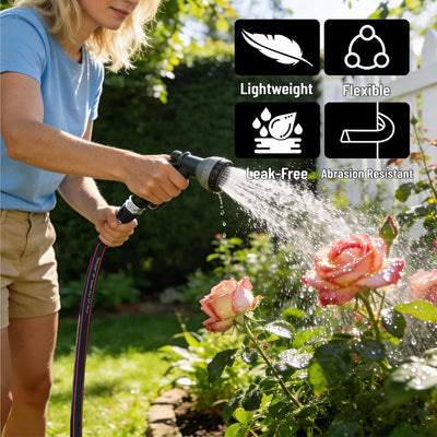 Manguera jardín 100ft 5/8pulg flexibilidad clima negro