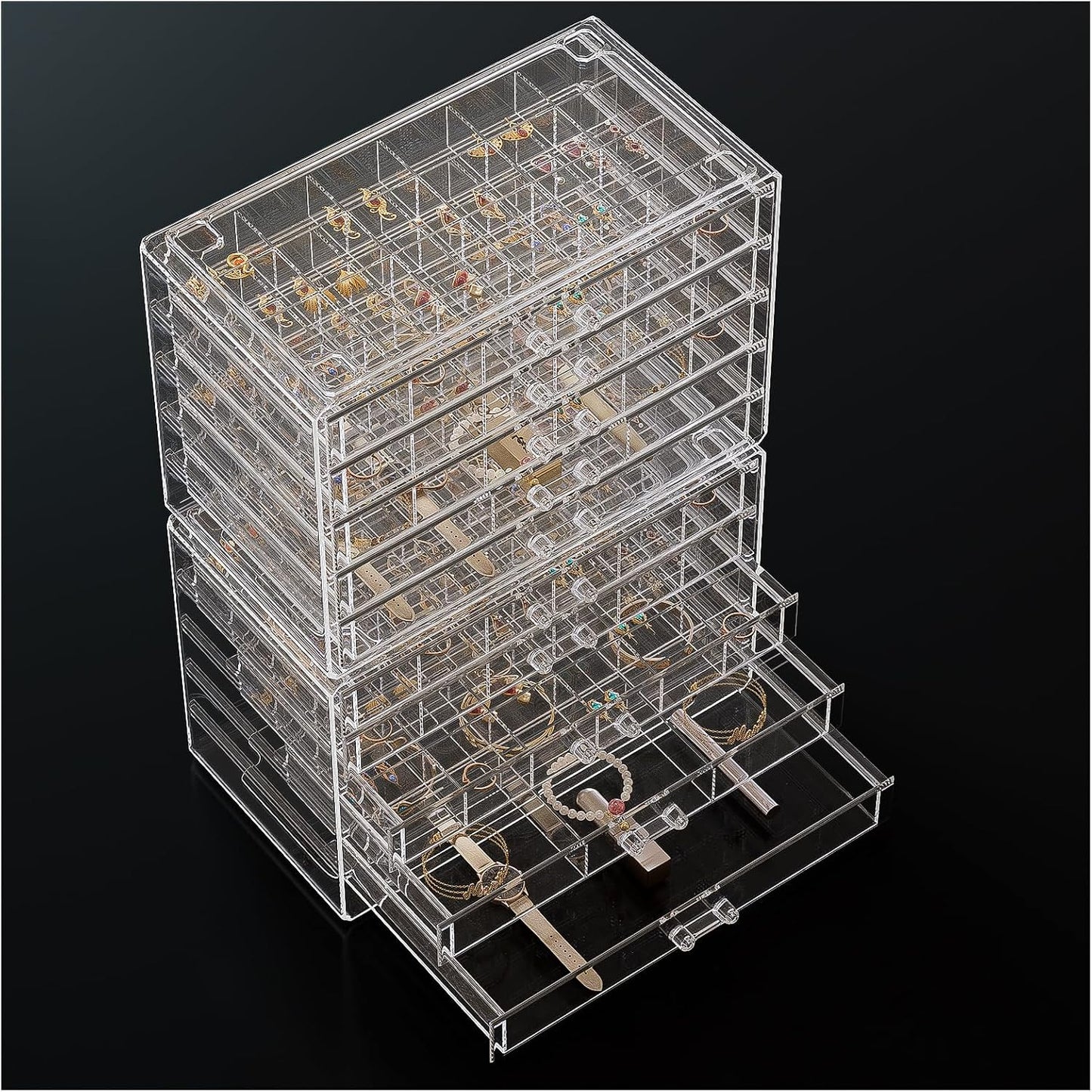 Caja organizadora transparente para aretes
