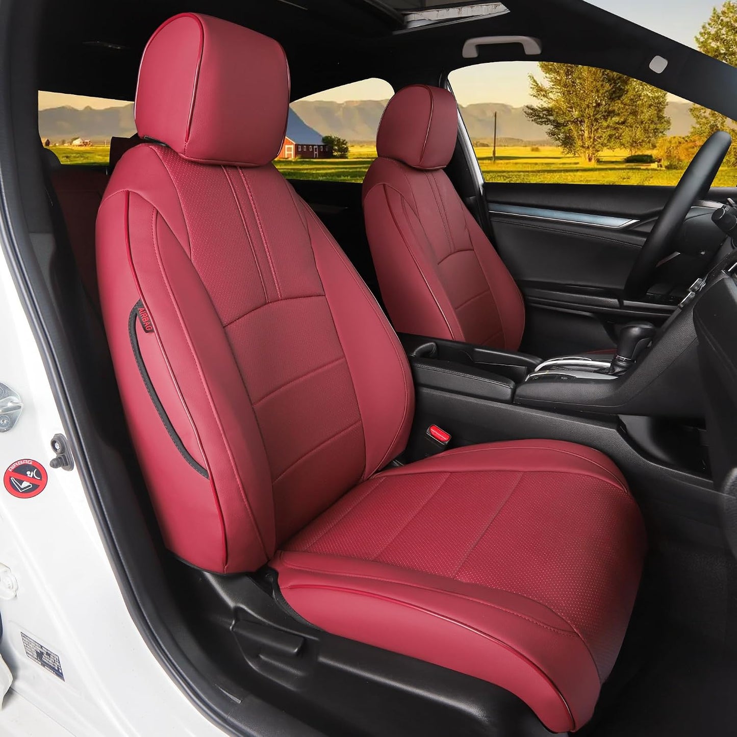 Fundas asiento cuero 5 pzas Honda Civic SedanLX color rojo