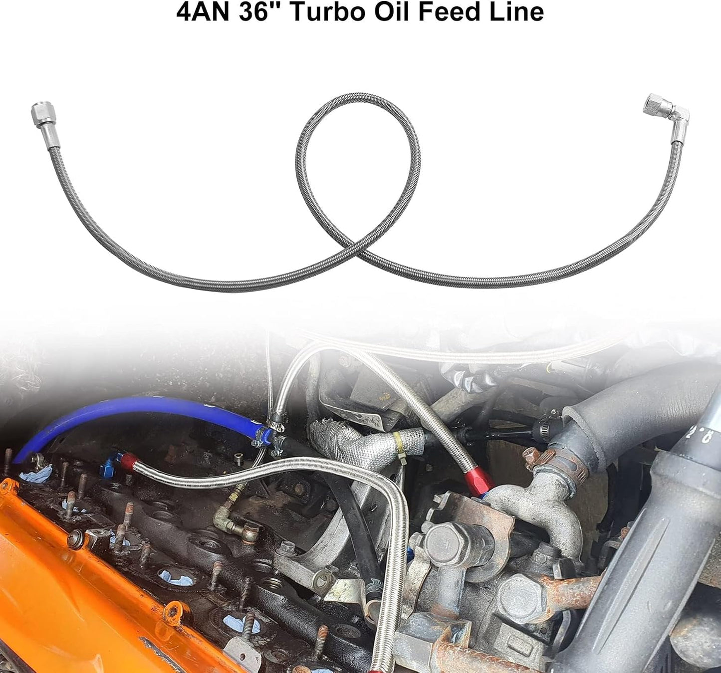 Línea aceite turbo 4AN 36" acero inox trenzada
