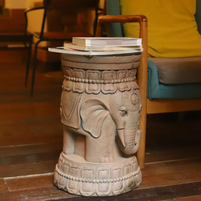 Estatua elefante loto resina soporte mesa jardín