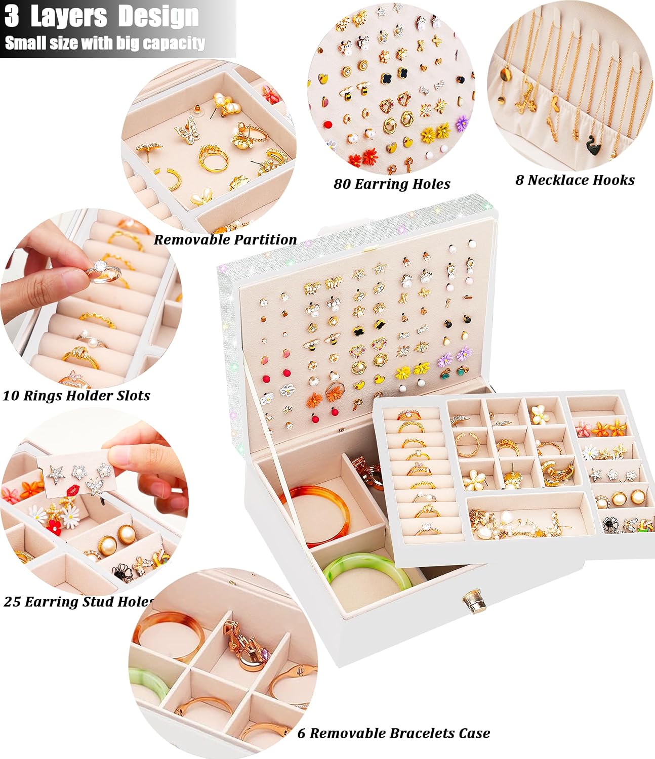 Caja organizadora de aretes para niñas