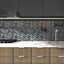 Azulejo mosaico vidrio salpicadero negro gris 12x12" 5pzs