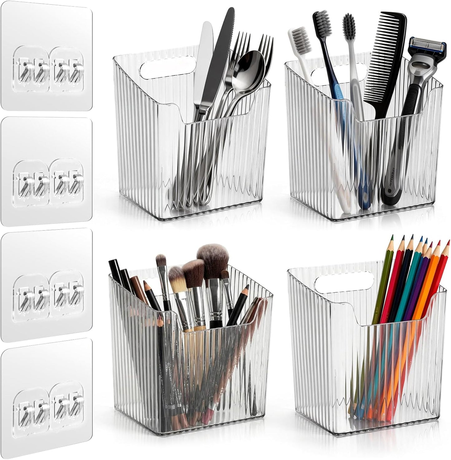Organizador de pared con contenedores adhesivos para puerta de armario, maquillaje, cocina y baño