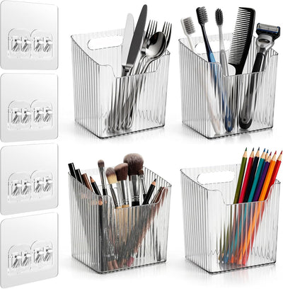 Organizador de pared con contenedores adhesivos para puerta de armario, maquillaje, cocina y baño
