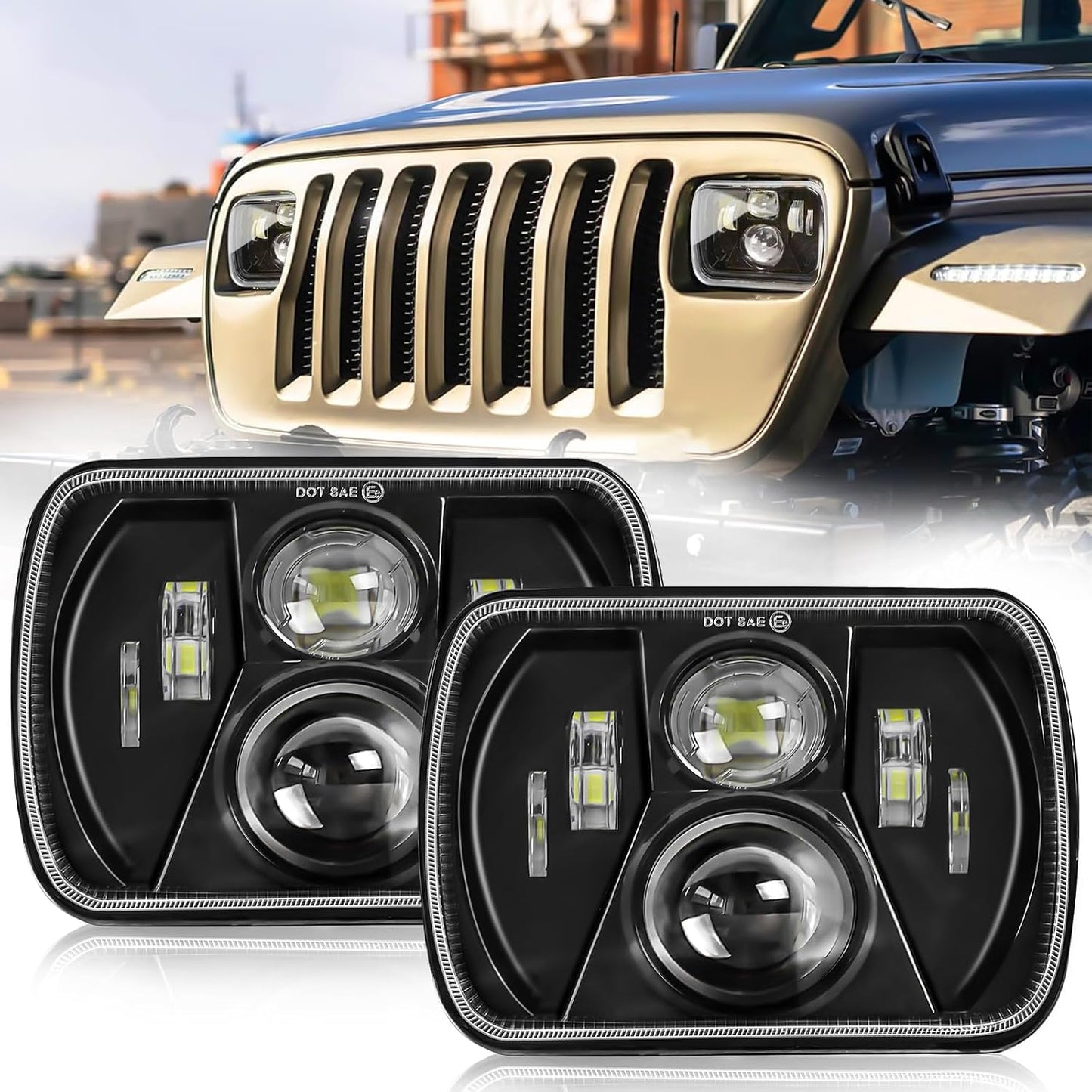 Faros LED Jeep Cherokee XJ Wrangler H6014 H6052
