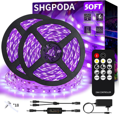 Tira luz negra 50ft 900 LED control remoto 12V