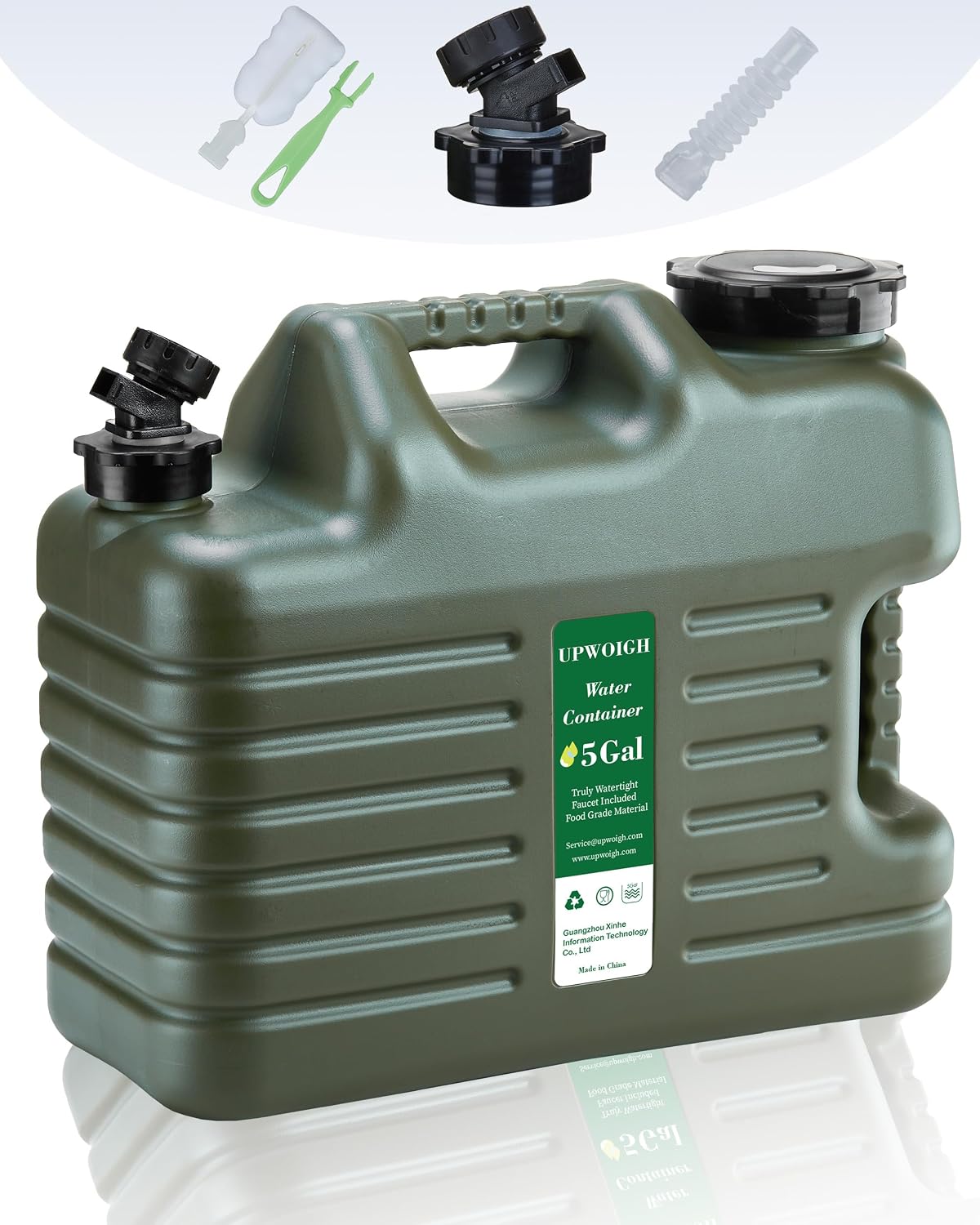 Jarra agua 5gal sin BPA con grifo portátil verde