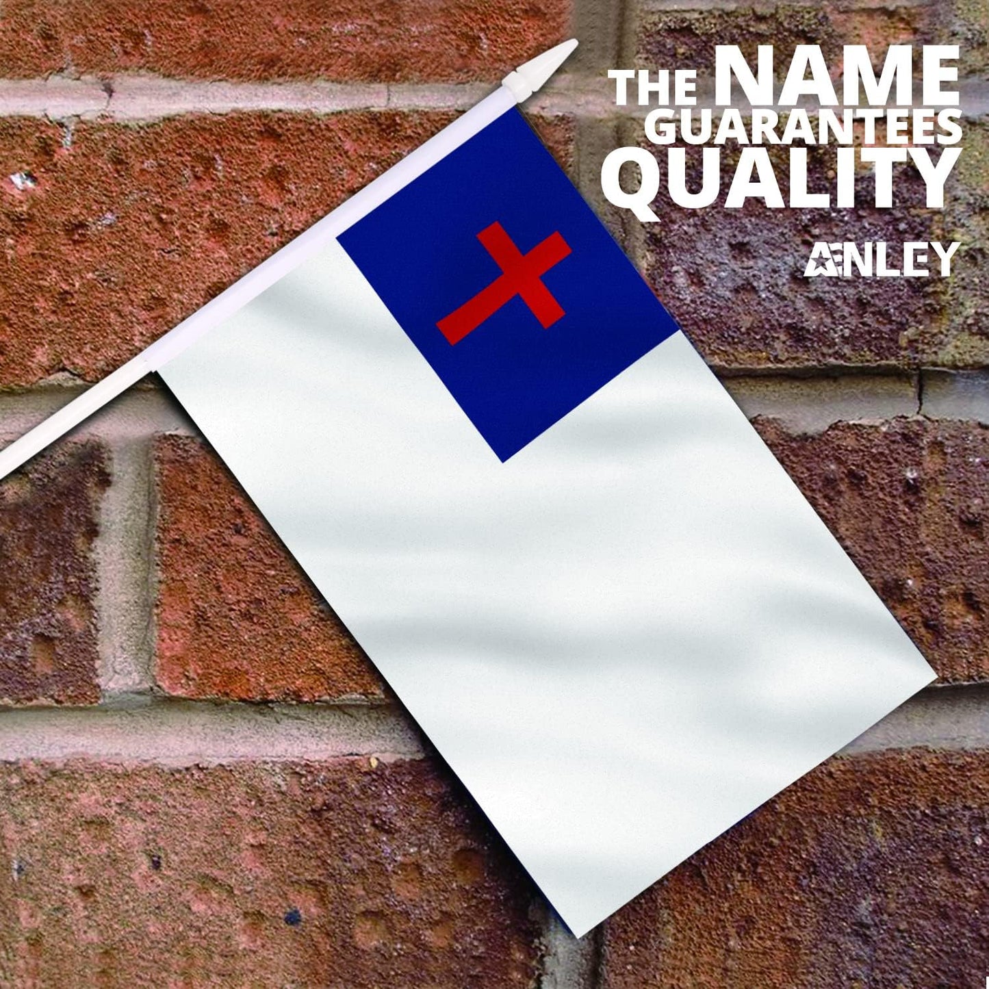 Bandera cristiana mini 5x8pulg set 12 con poste