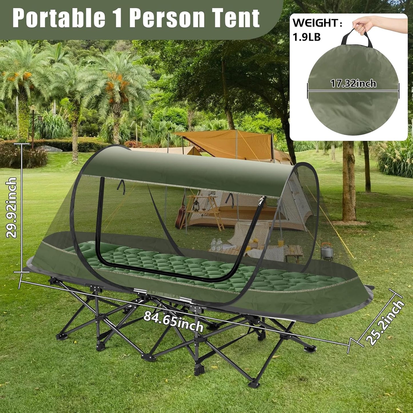 Tienda campaña 1 persona red mosquitera automática