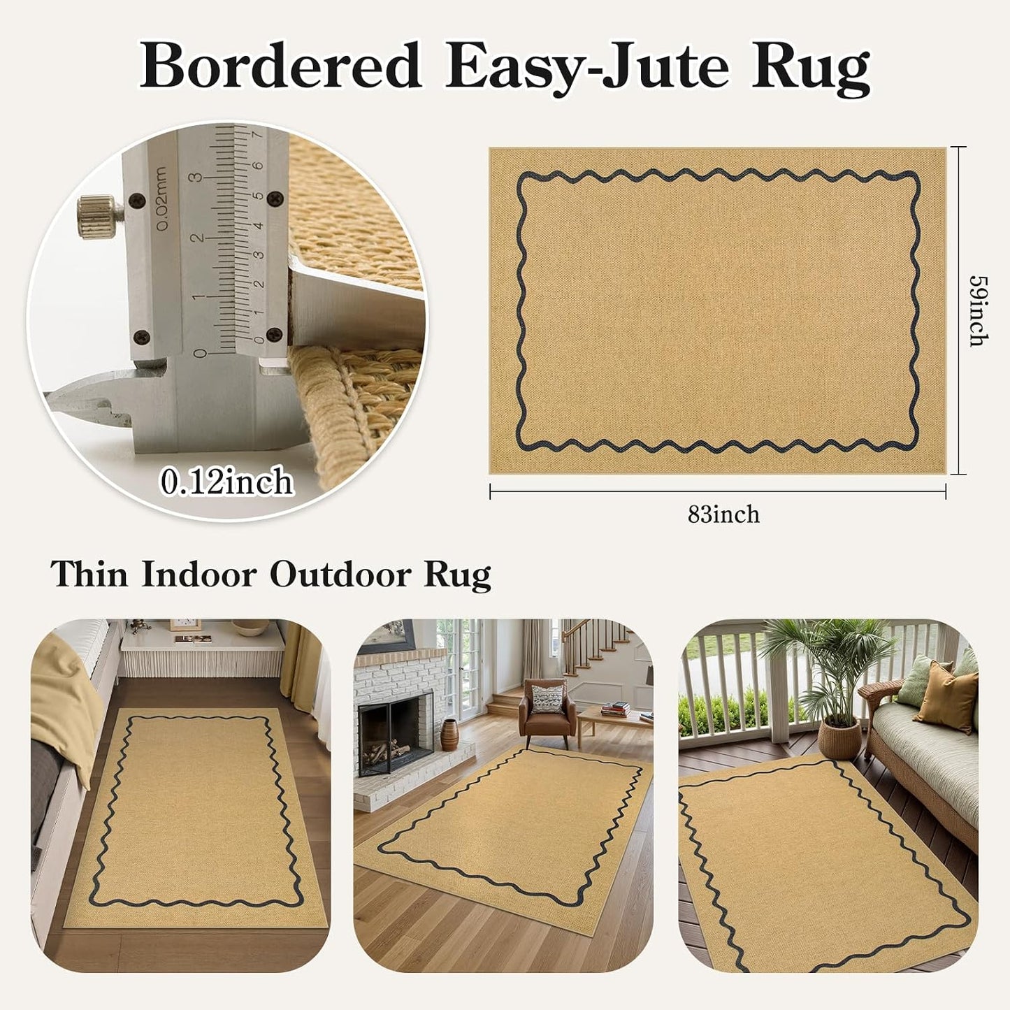Alfombra patio 5x7ft lavable antiderrap geométrica
