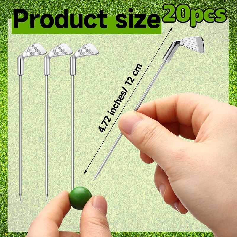 20 Palillos Metal para Cóctel Golf 4.7pulg Catering Bufet