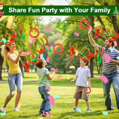 Juego inflable lanzamiento anillos astas reno navidad