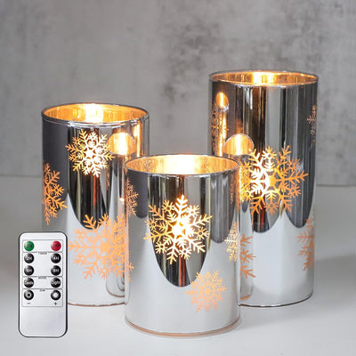 Velas LED de nieve con control remoto set 3