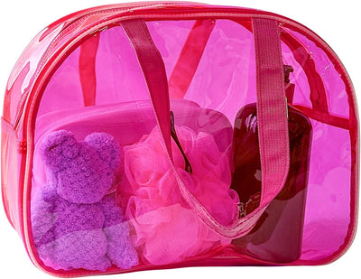 Bolsa cosméticos transparente PVC 13.78x4.72x10.24pulg rosa sólido