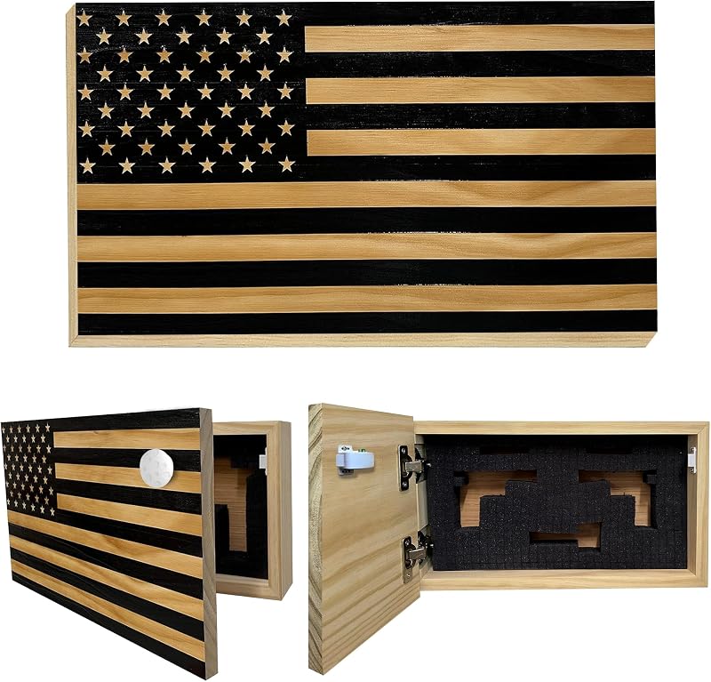 Caja fuerte para armas con bandera USA y bloqueo magnético