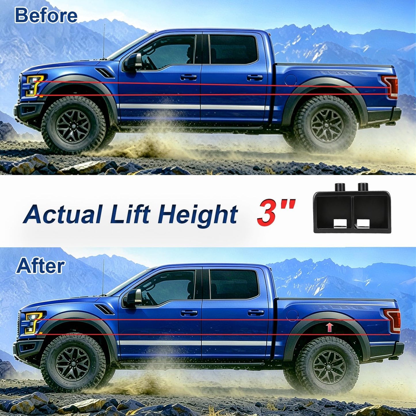 Kit elevación trasera 3" Ford F-150 04-22 pernos U