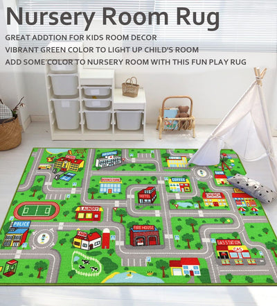 Alfombra set niños 5.2x3ft 3" mapa ciudad educativa