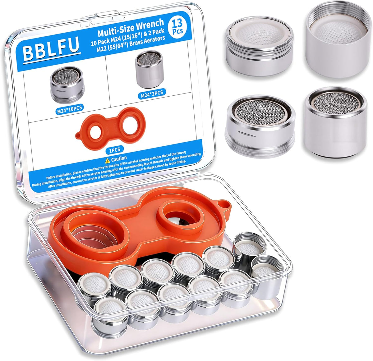 Kit aireador grifo cocina con llave M24 y M22 10 pzas