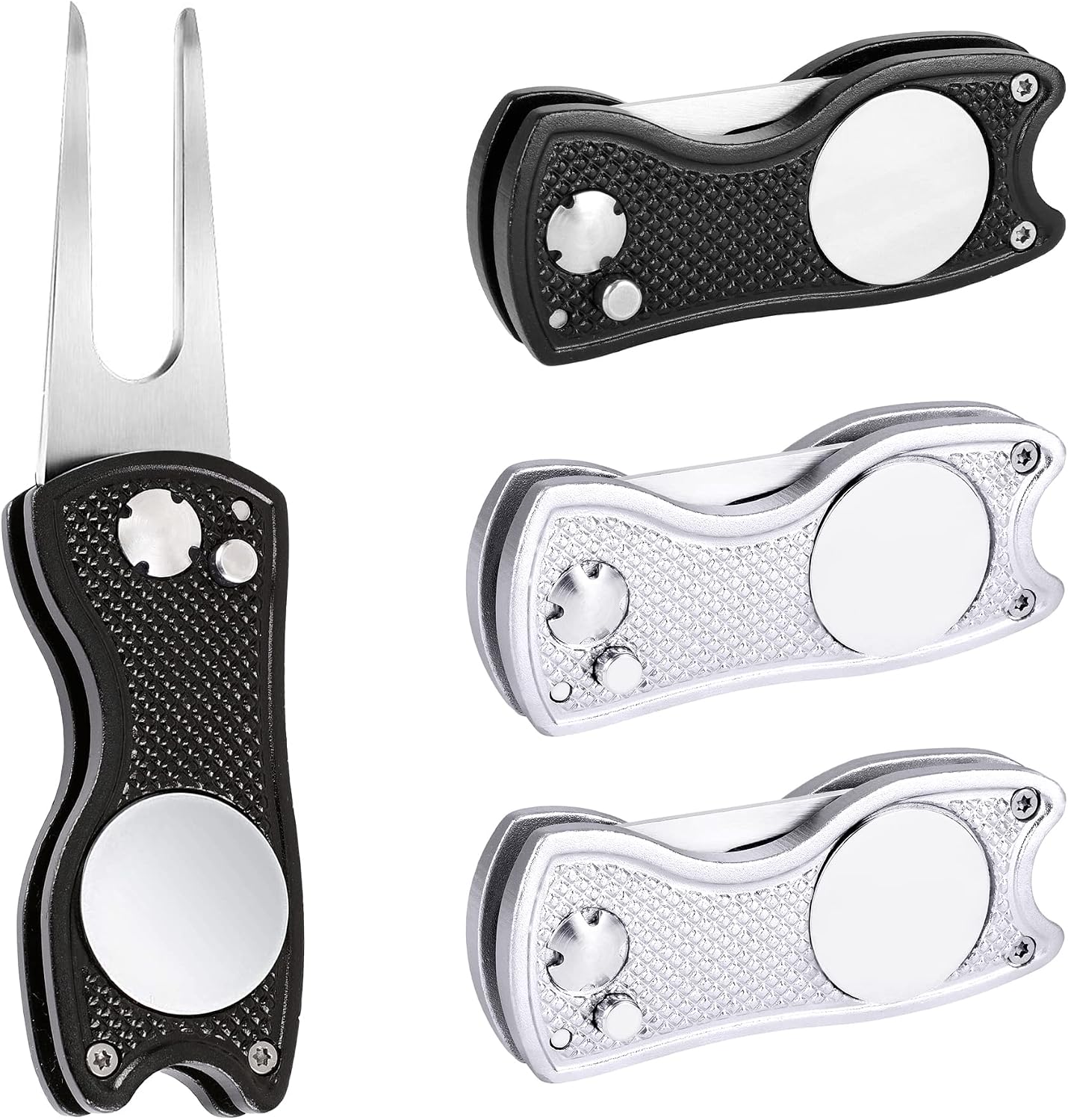 Herramienta divot golf plegable con botón y magnético set 2-6