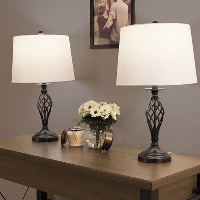 Set 3 Lámparas Mesa y Pie Acero Cepillado LED Incluido