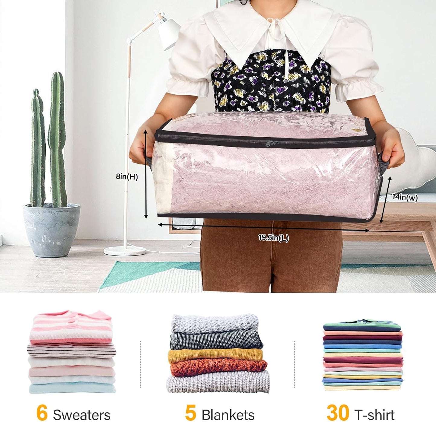 2 bolsas plástico transparente para edredón 35L