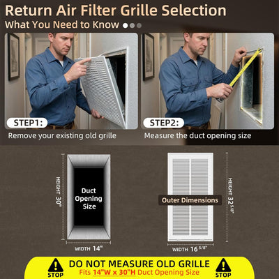 Rejilla filtro aire retorno puerta extraible 14x30pulg