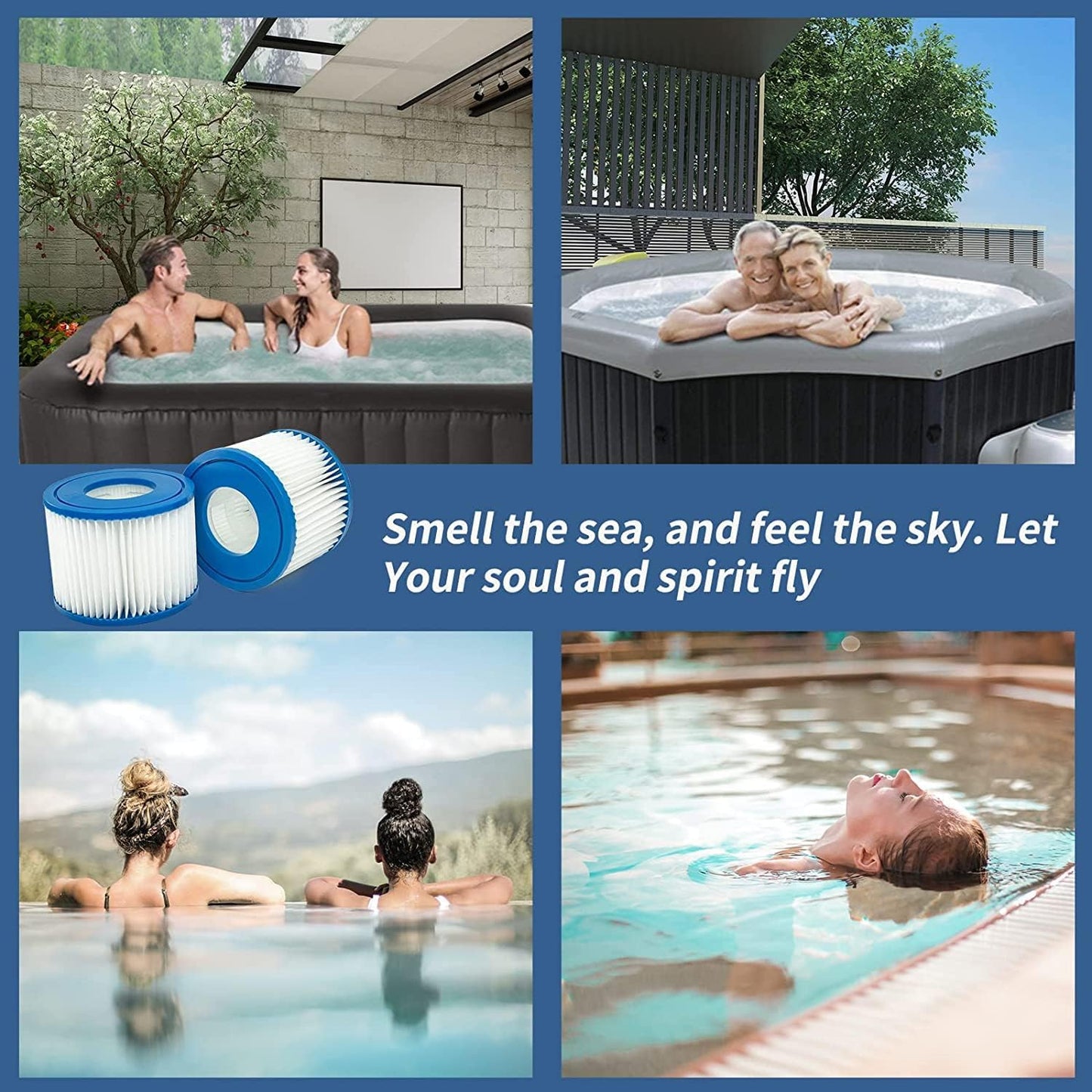 Filtros spa tipo VI para jacuzzi inflable 4.2x3.1pulg 8 pzas