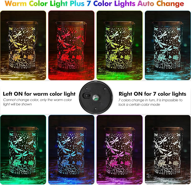 Farol solar colgante libélula 8 colores LED para jardín