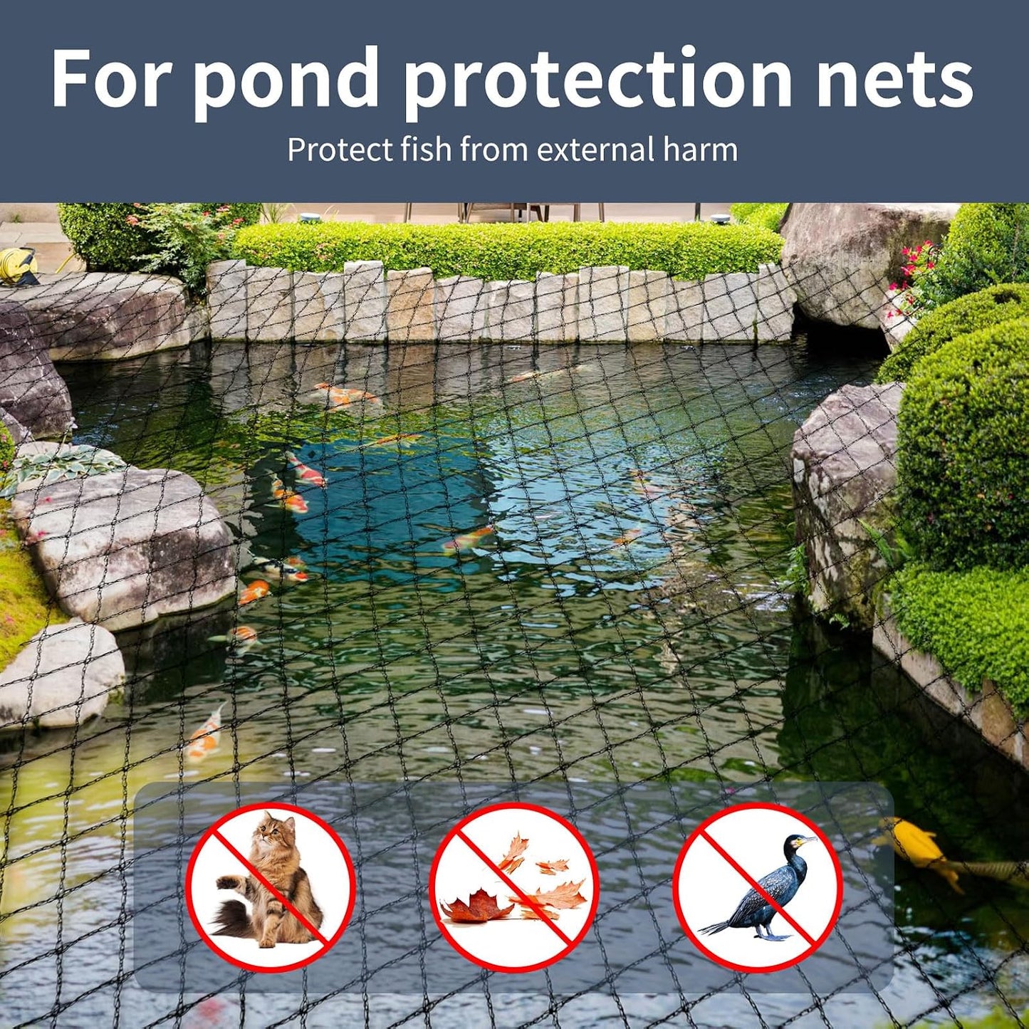 Protector red estanque peces 14x14ft cubierta negra resistente