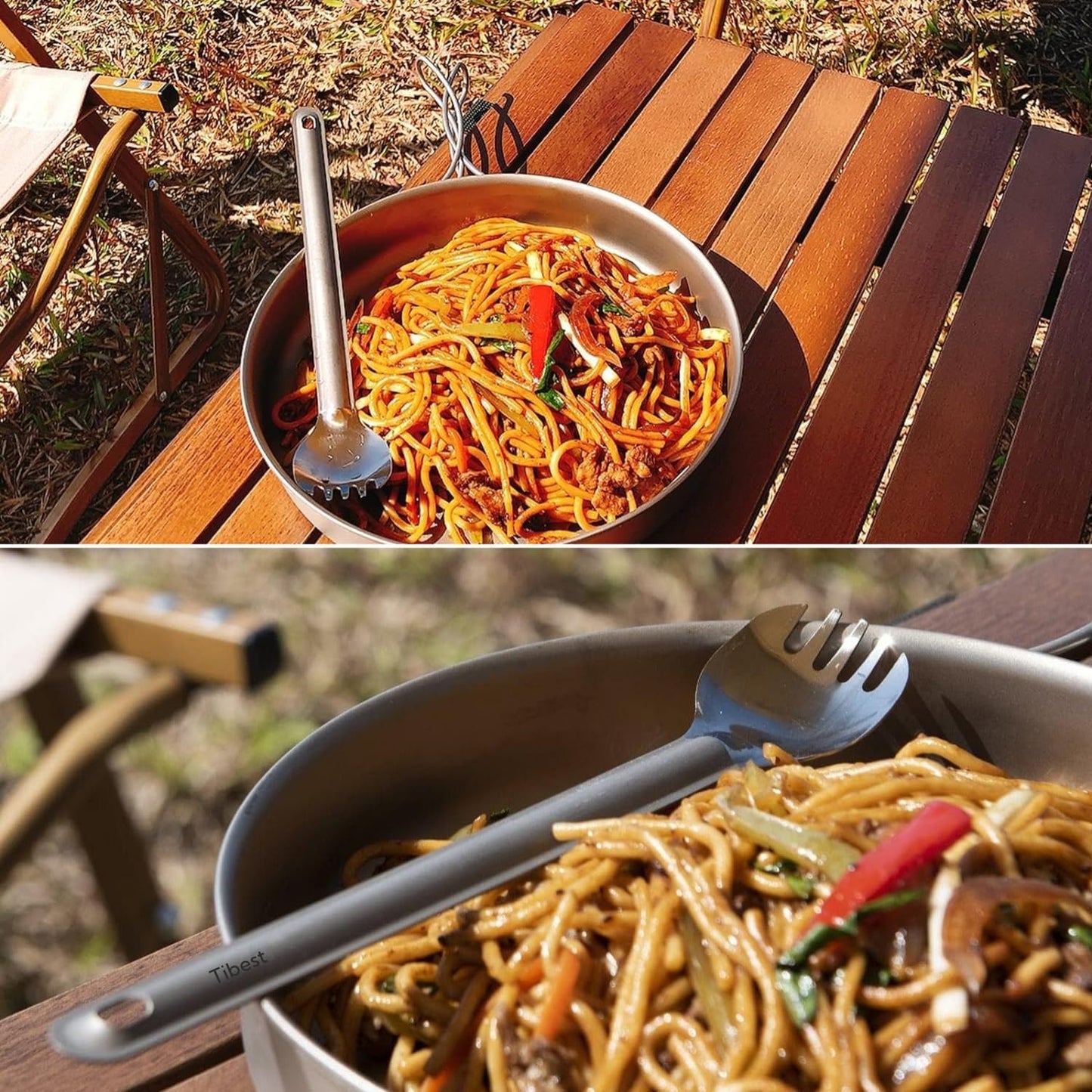 Spork titanio mango largo ultraligero camping