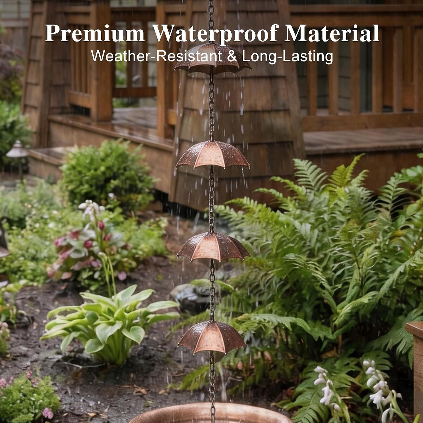 Cadena lluvia decorativa 72" para aleros jardín