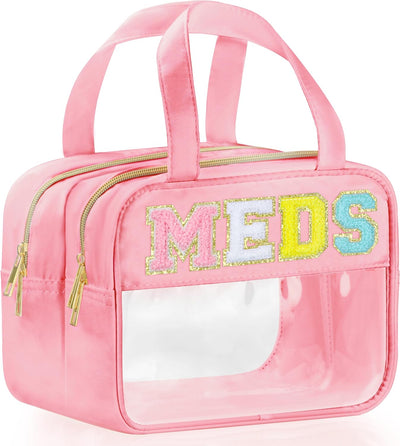 Bolsa de maquillaje transparente con asas y cremallera