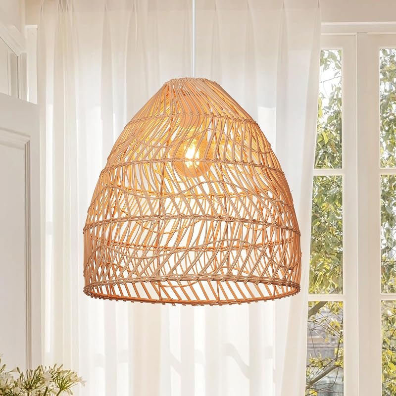 Lámpara colgante ratán estilo bohemio para isla cocina