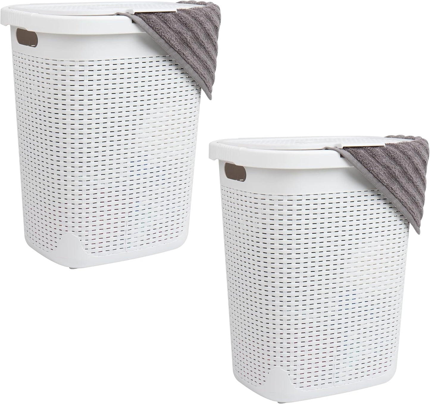Cesta ropa sucia mimbre plástico 17.65x13.75x21" set 2