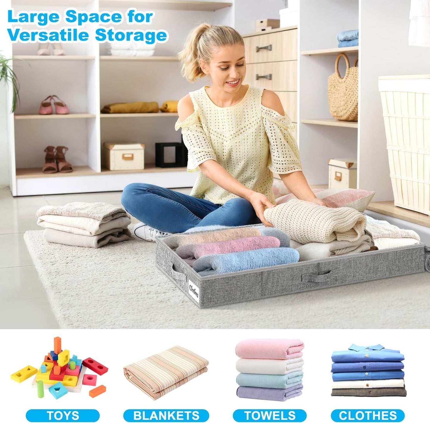 Contenedores almacenamiento bajo cama 4.5" delgado 2 pzas