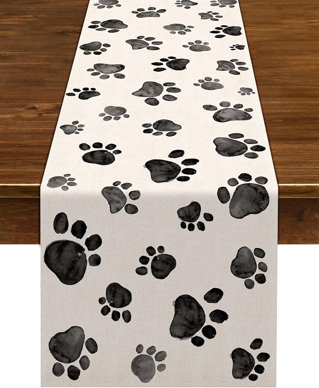 Camino mesa estampado patas perro decoración hogar 13x72pulg