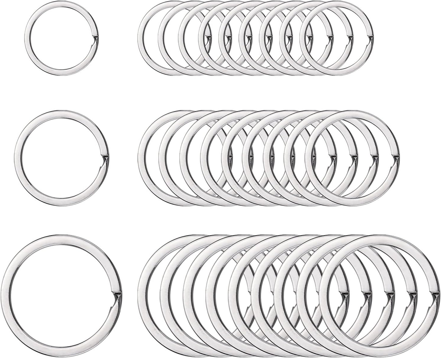 Argollas metal para llaves auto casa 3/4 1 1.25 pulg 30uds plata