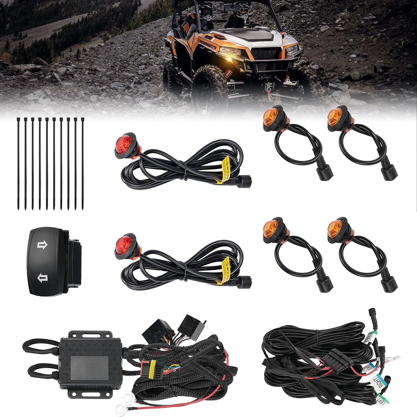 Kit señal giro UTV precableado con interruptor universal