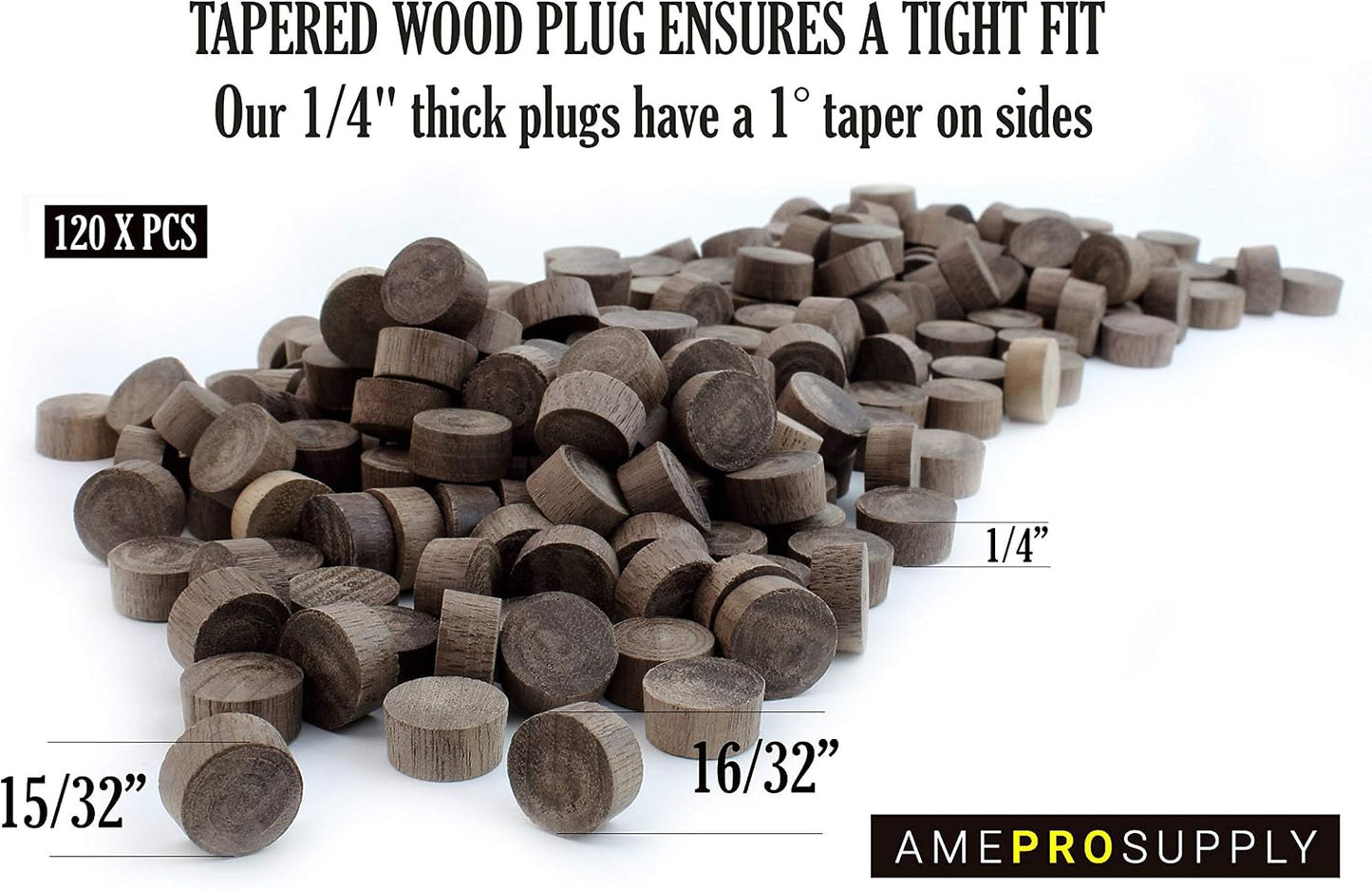 Tapones madera nogal 1/2pulg planos para agujeros
