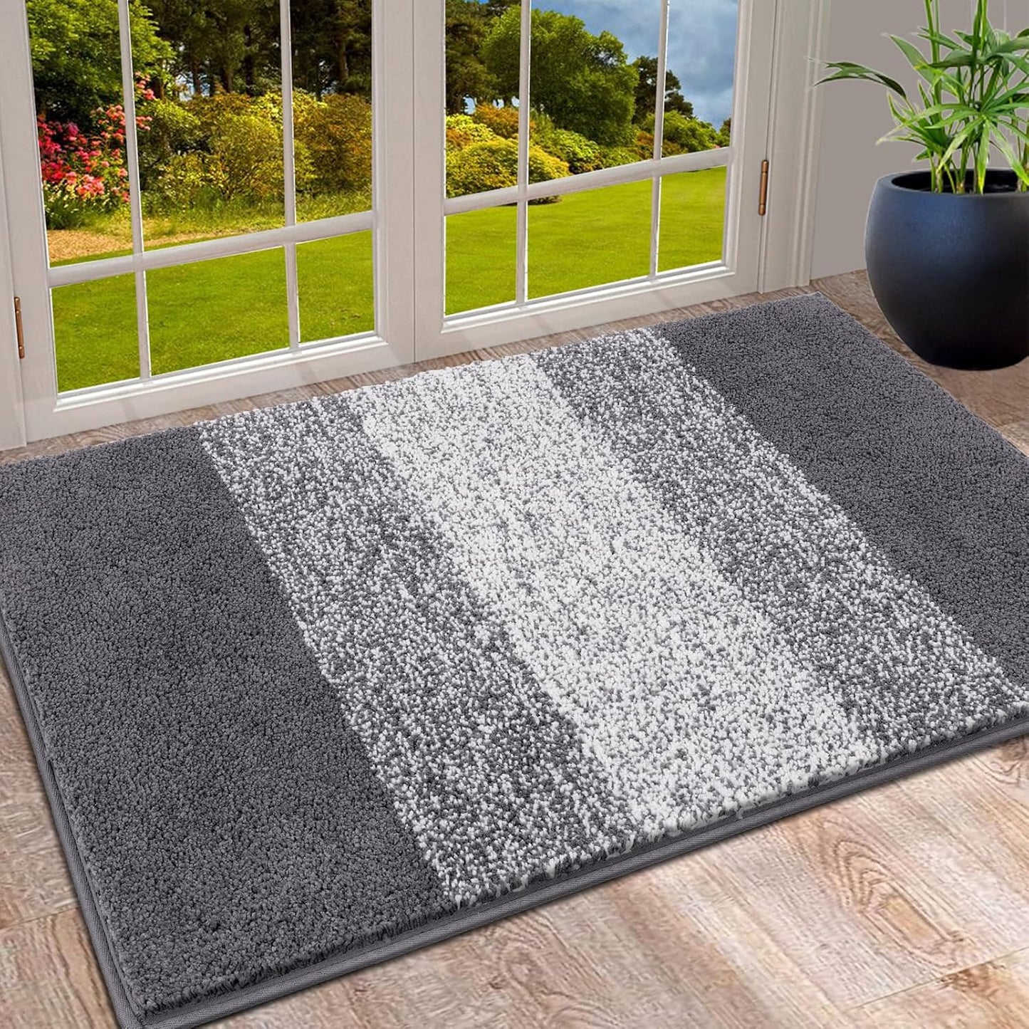 Tapete puerta entrada antiderrap absorbente 24x36pulg gris
